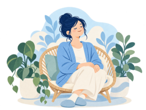 何かをしていなくても、自分の居場所で過ごす女性