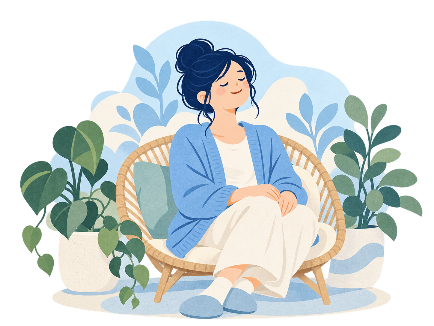 何かをしていなくても、自分の居場所で過ごす女性