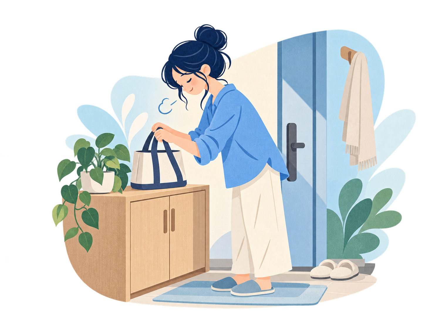 疲れた日に、無理に引き受けず荷物を下ろす女性