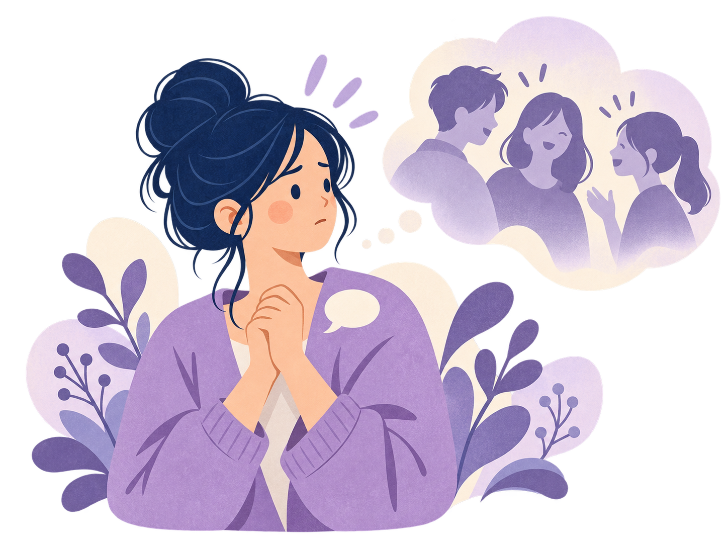 周囲の反応が気になり言葉をためらう女性