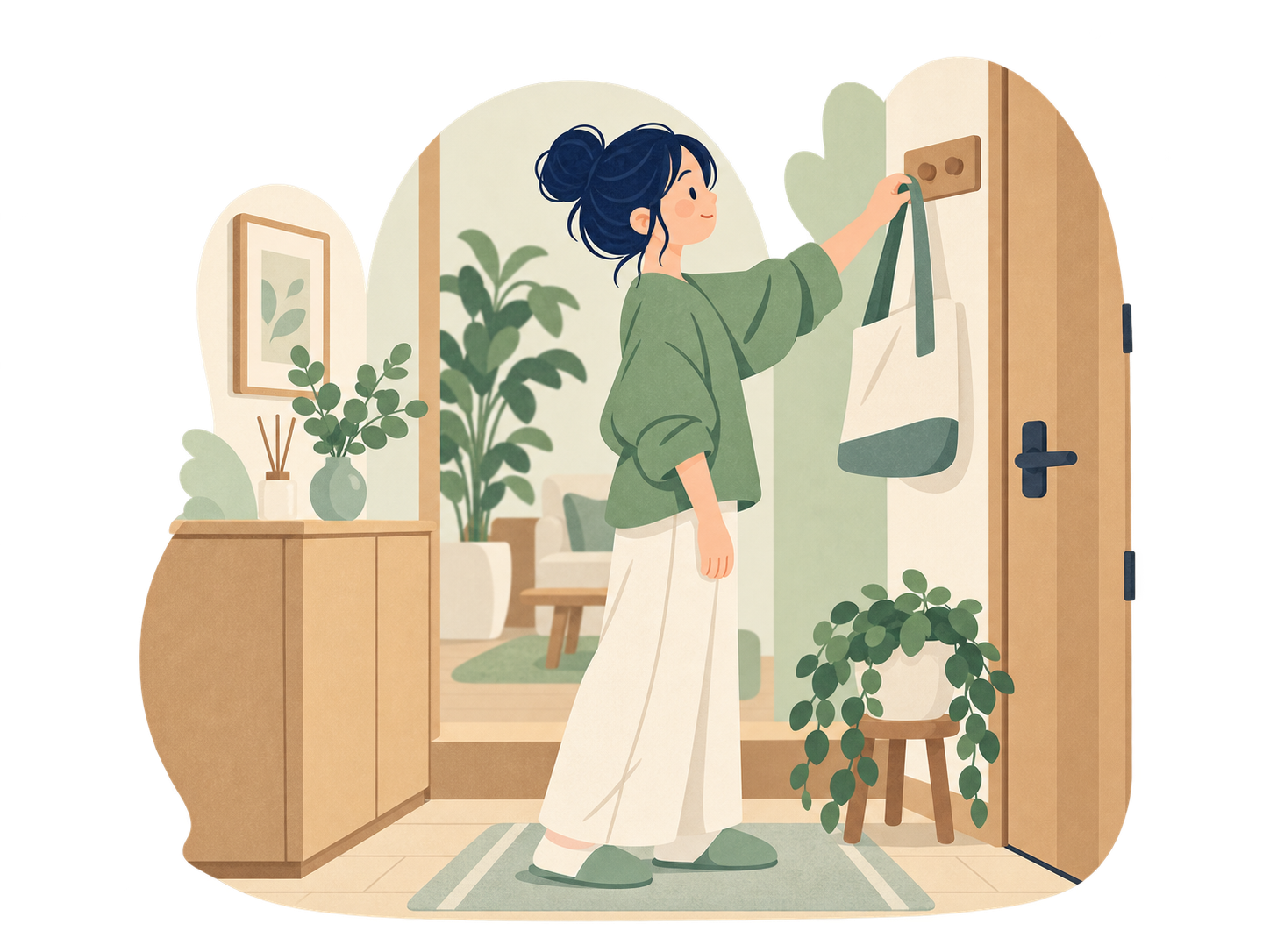 気が進まない予定を減らし、家で過ごす余白をつくる女性