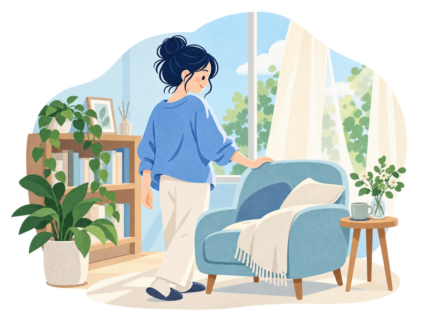 はっきりした目標がなくても、落ち着く場所を感じ取る女性