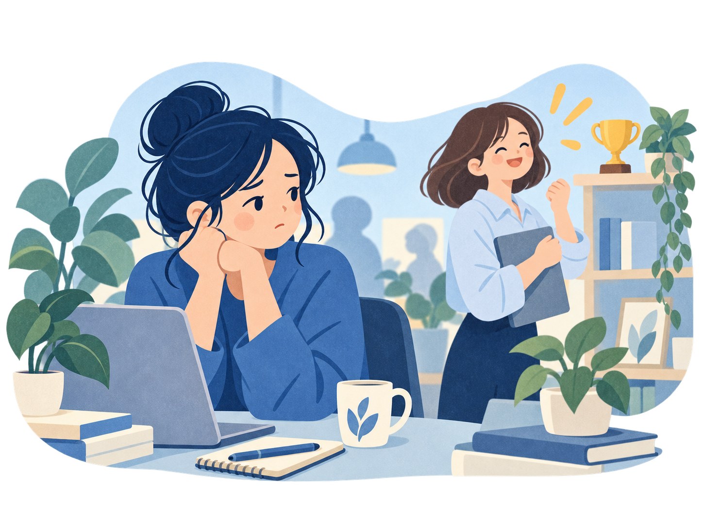 他の人への評価を見て、自分の価値まで下がったように感じる女性