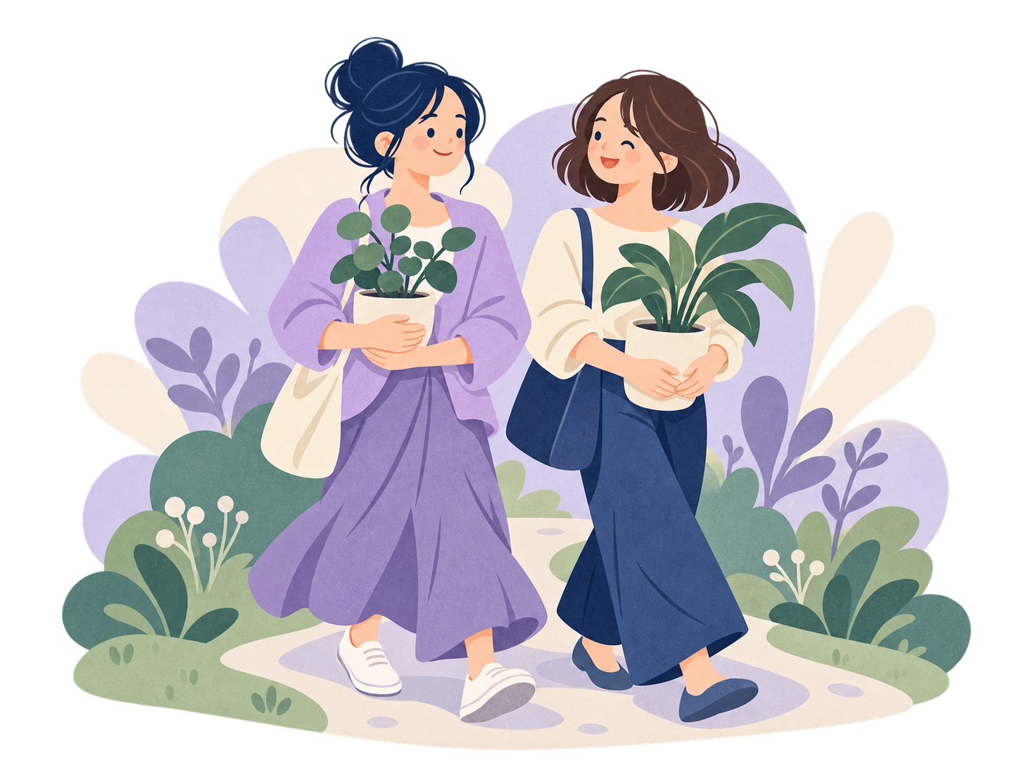 互いの希望を大切にしながら、自分の鉢も持って歩く二人