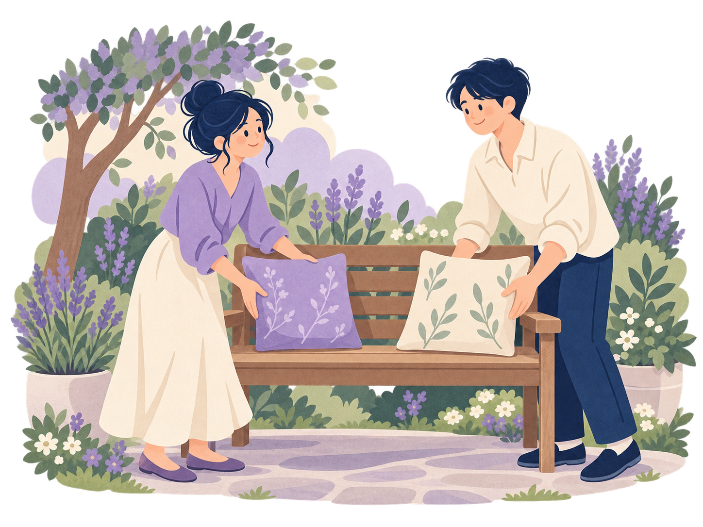 相手と自分の両方がくつろげる場所を整える二人